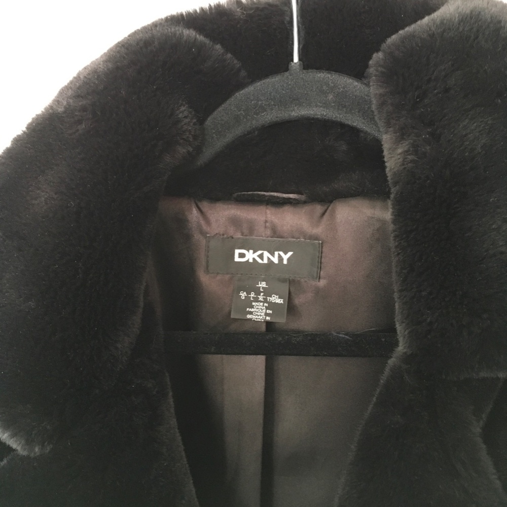 DKNY Black So Soft Faux Fur Coat - Picture 2 of 8